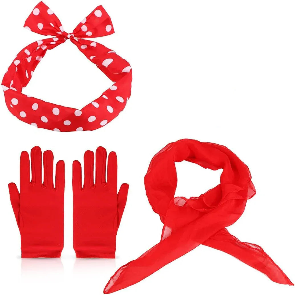 Aurasky Vintage Rockabilly Costume Accessory Set – Red - Gomix Brands Outlet